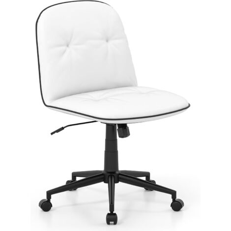 COSTWAY Sedia Scrivania Girevole a 360°, Altezza Regolabile, Funzione Dondolo e Ruote, Bianco