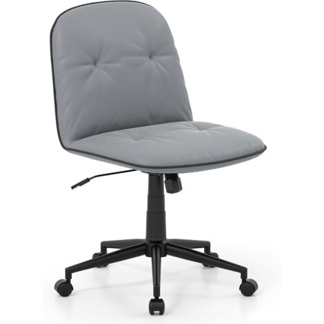 COSTWAY Sedia Scrivania Girevole a 360°, Altezza Regolabile, Funzione Dondolo e Ruote, Grigio