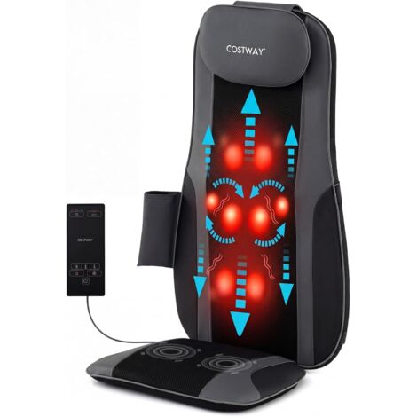 COSTWAY Sedile Massaggiatore con Calore, 4 Nodi Shiatsu Rotanti, Massaggio 3D Collo e Schiena