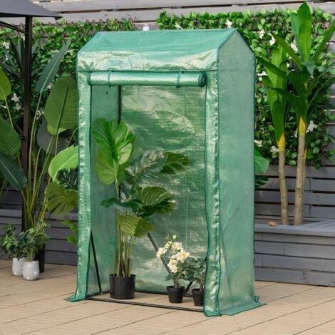COSTWAY Serre de Jardin Portable-100 cm x 50 cm x 170 cm avec Porte à Glissière Enroulable-2 Sangles Housse en Plastique PE