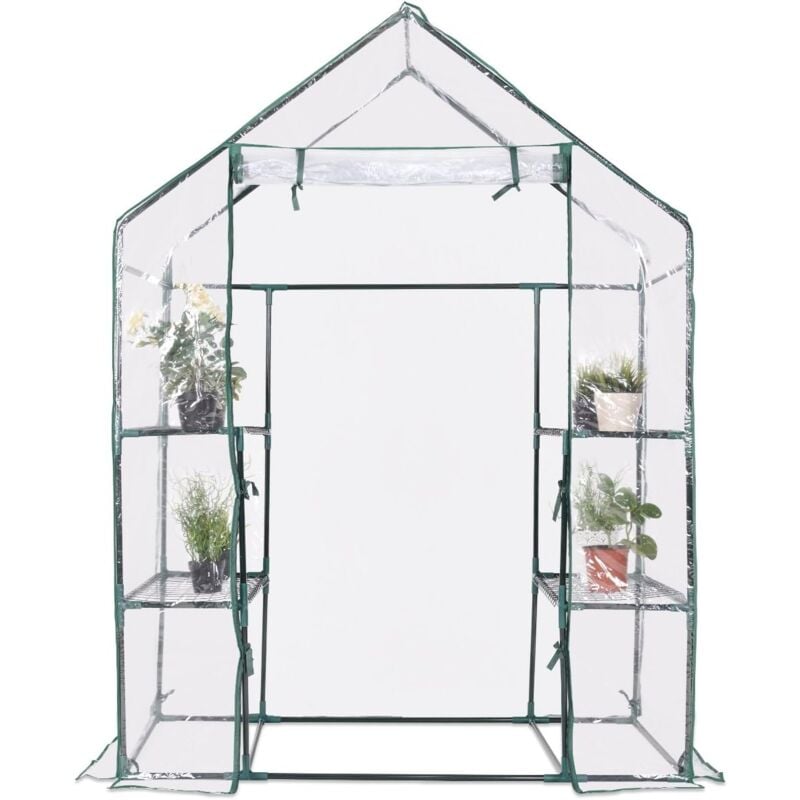 Serre de Jardin avec 4 Étagères, Cadre en Fer, Bâche Résistante et Imperméable, 143 x 73 x 195 cm - Costway