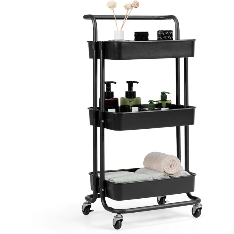 COSTWAY Servierwagen auf Rollen, Kuechenwagen Metall, Rollwagen 3