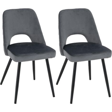 COSTWAY Set 2 Sedie da Pranzo, Sedie Imbottita con Cuscino in Spugna, Gambe in Metallo, Piedini Regolabili 60 x 46 x 84 cm, Capacità di Carico 150 kg, per Soggiorno, Ristorante e Caffè, Grigio