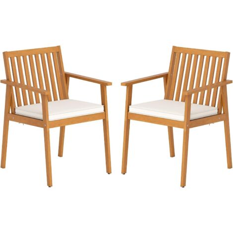 COSTWAY Set 2 Sedie Giardino Legno Acacia con Cuscino, Portata 180 kg, 64x59x86cm,Giallo Teak