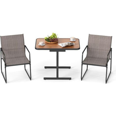 COSTWAY Set Bistro da Esterno 3 Pezzi, Tavolo e Poltrone da Giardino, Tavolo da Pranzo Rettangolare, Poltrone in Tessuto, per Giardino Cortile