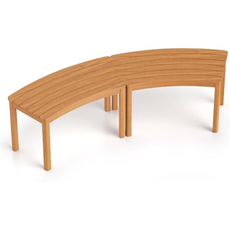 COSTWAY Set da 2 Panchine Curve in Legno di Acacia,Portata 360,per Veranda,Giardino (2)