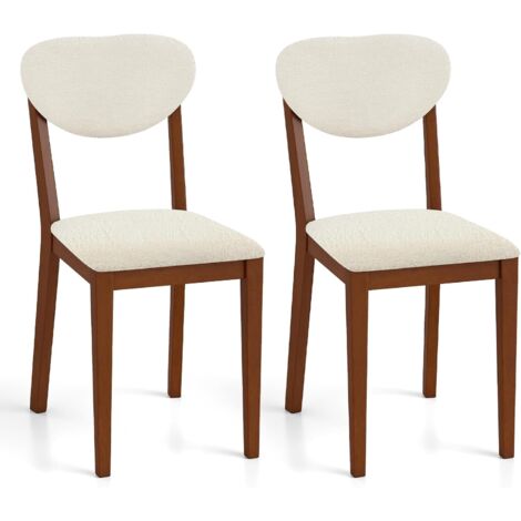COSTWAY Set da 2 Sedie da Pranzo, Sedie Moderne Senza Braccioli con Gambe in Legno di Gomma, Seduta e Schienale Imbottiti, per Soggiorno, Sala da Pranzo e Ristorante, Portata 180 kg