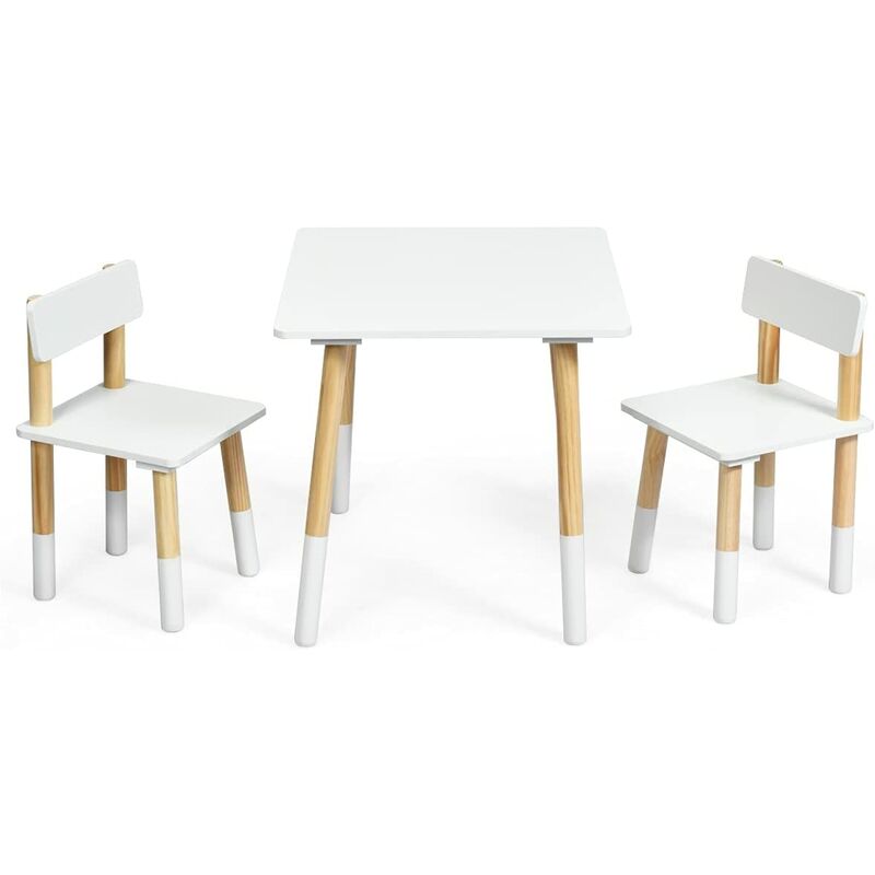 

Set de 1 Mesa y 2 Sillas para Niños Set Mesa Actividad para Niños, Muebles de Madera para Jugar Aprender Comer - Costway