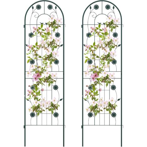 COSTWAY Set de 2 Enrejado de Jardín de Metal, 180x50cm, Enrejado Decorativo Exterior para Plantas Trepadoras, Flores, Verduras, Valla Inoxidable para Jardín, Patio, Terraza, Verde