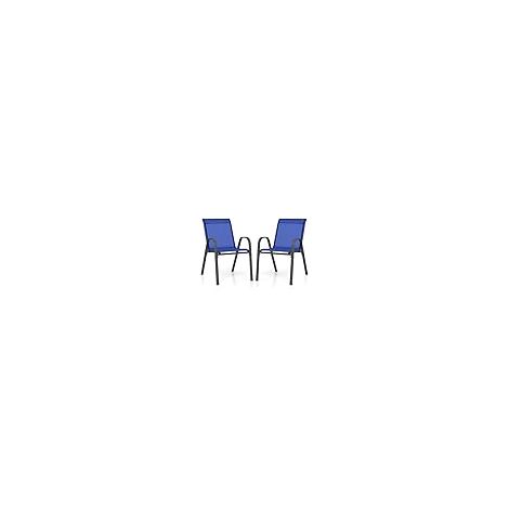 COSTWAY Set di 2/4 Sedie da Giardino, Poltrone in Tessuto Textilene per Esterno, Sedie Impilabili con Gambe in Metallo, Portata 150 kg, 56 x 70 x 84 cm (Blu,2)
