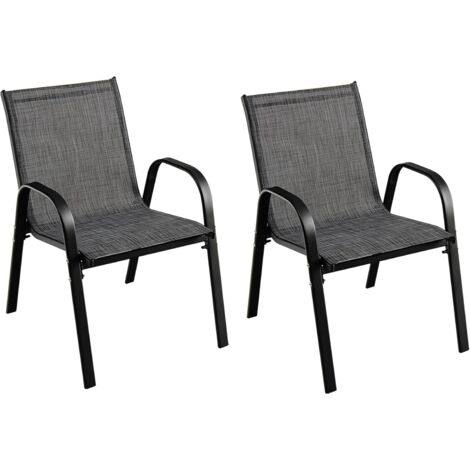 COSTWAY Set di 2/4 Sedie per Esterni con Tessuto Traspirante, Sedie Ergonimiche ed Impilabile per Risparmiare Spazio, per Giardino, Cortile e Balcone (55 x 67 x 83 cm, 2)