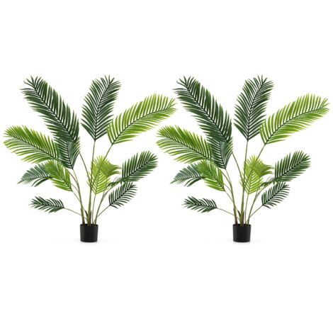 COSTWAY Set di 2 Piante Artificiali di Palma 90 CM/140 CM, Pianta Finta in Vaso da Interno ed Esterno, Decorazione Moderna per Soggiorno, Veranda, Ufficio e Negozio (140 cm)