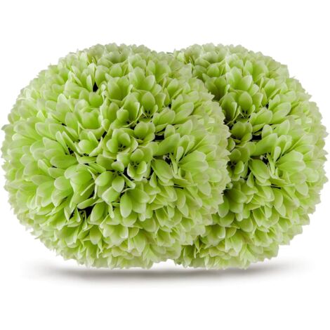 COSTWAY Set di 2 Piante Finte Sfera di Bosso 28 cm per Vaso, Palla di Topiarie Sintetica in PE da Giardino, Piante Artificiali Decorative Arredamento da Interno ed Esterno (Verde)