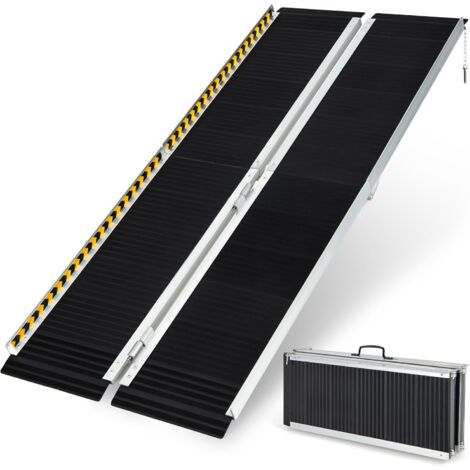 COSTWAY Set di 2 Rampa per Sedie a Rotelle in Alluminio, Rampa Telescopica Pieghevole con Superficie Antiscivolo, Capacità di Carico di 272 kg, per Soglie, Gradini, Scale (183 x 74cm)
