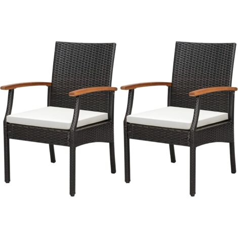 COSTWAY Set di 2 Sedie da Giardino in Rattan, Poltrona da Esterno in Rattan PE con Cuscino con Cerniera, Capacità 180 kg, per Giardino Balcone Piscina (57 x 61 x 89 cm, Modello H)