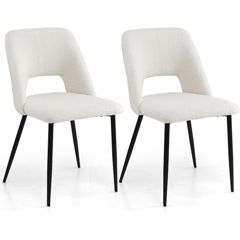 COSTWAY Set di 2 Sedie da Pranzo, 2 Sgabelli Alti da Bar, Sedia Imbottita con Schienale Vuoto e Gambe in Metallo, Set di Sedie da Cucina, Portata 150 kg, 48,5 x 57 x 85 cm