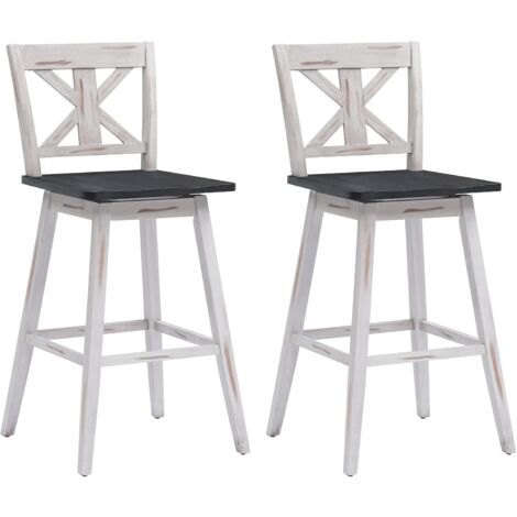 COSTWAY Set di 2 Sgabelli da Bar, Sedie da Bar Vintage con Sedile Girevole a 360° e Cuscinetti Antiscivolo, in Legno di Gomma, per Casa Ristorante e Bar, Bianco (51 x 51 x 109 cm)
