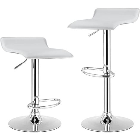 COSTWAY Set di 2 Sgabelli Girevoli da Bar, Sgabello Regolabile in Altezza per Bar, Rotazione a 360°, Sgabelli da Bar senza Braccioli, con Poggiapiedi, Portata 120 kg (Bianco)
