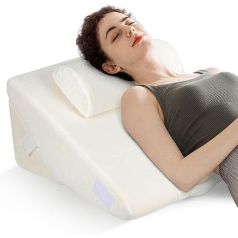 COSTWAY Set di 3 Cuscini a Cuneo per Letto, Cuscino Inclinabile Regolabile con Schiuma Memory Air, Set di Cuscini Alleviare il Dolore alla Schiena Collo e alle Gambe