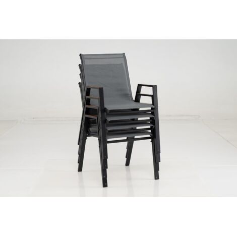 COSTWAY Set di 4 Sedie da Giardino, Poltrona da Esterno,Ergonomico, Tessuto Traspirante,Grigio