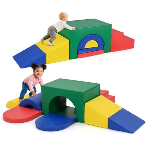 COSTWAY Set di 7 Blocchi da Arrampicata e Strisciamento per Bambini da 1 Anno in Su