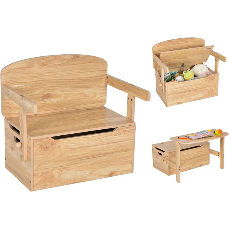 

Set Mesa Actividad Convertible para Niños 3-7 años, Set 3 en 1 Mesa y Silla, Banco de Madera para Guardería Cuarto para Actividades Artísticas