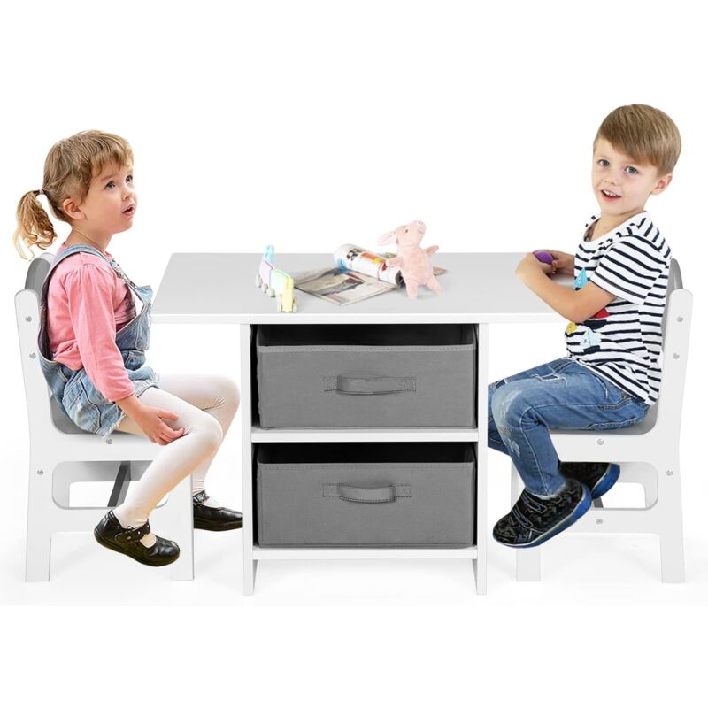 

COSTWAY Set Mesa y Silla Infantile, Mesa y Silla de Juego con Cajones, Muebles Actividad para Niños