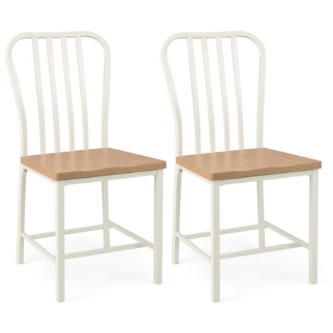 COSTWAY Set of 2 Dining Chair Armless Spindle Back Kitchen Chairs With Seat-White