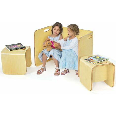 COSTWAY Set Tavolo e Sedie per Bambini, Tavolo per Bambini con 2 Sedie in Legno di Faggio, per Giocare Mangiare Pitturare