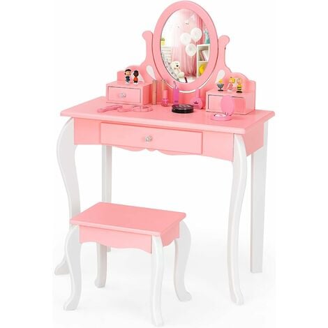 RELAX4LIFE Toeletta Trucco per Bambini, Specchio Bifacciale