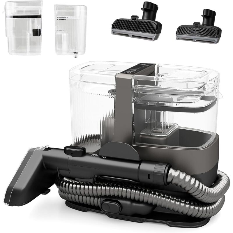 COSTWAY Shampouineuse Canapé de 1800W, Nettoyeur de Tapis avec Nettoyage à la Vapeur Stérilisation l'Eau Froide et Chaude, Aspiration Puissante de 17