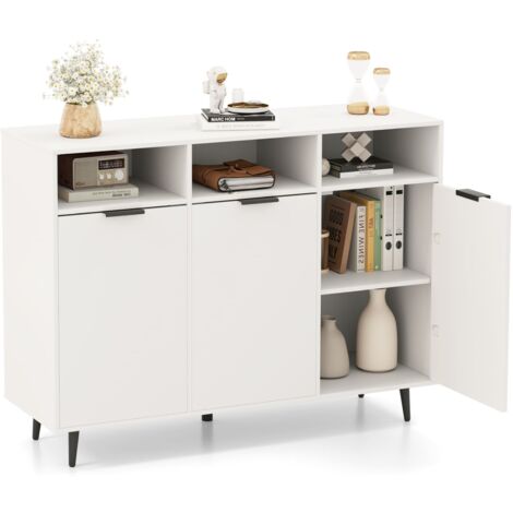 COSTWAY Sideboard Buffet Cabinet Kitchen Storage Cabinet with Shelves-White