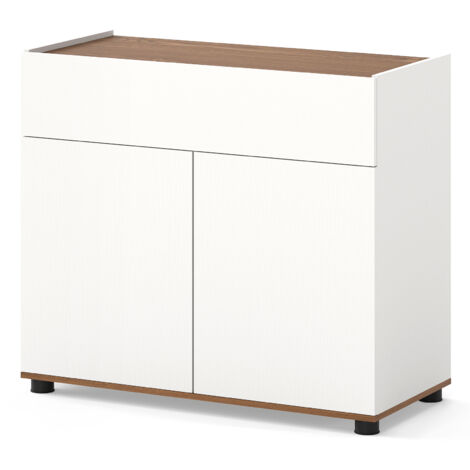 COSTWAY Sideboard Buffet Cabinet Wooden Coffee Bar Station Table w/Storage-White