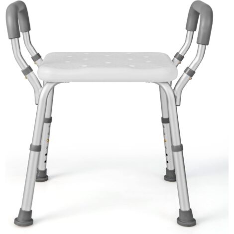 Costway – Siège de douche réglable 36-49 cm – Accoudoirs amovibles – Antidérapant avec pieds en caoutchouc – Chaise pour personnes âgées et handicapées