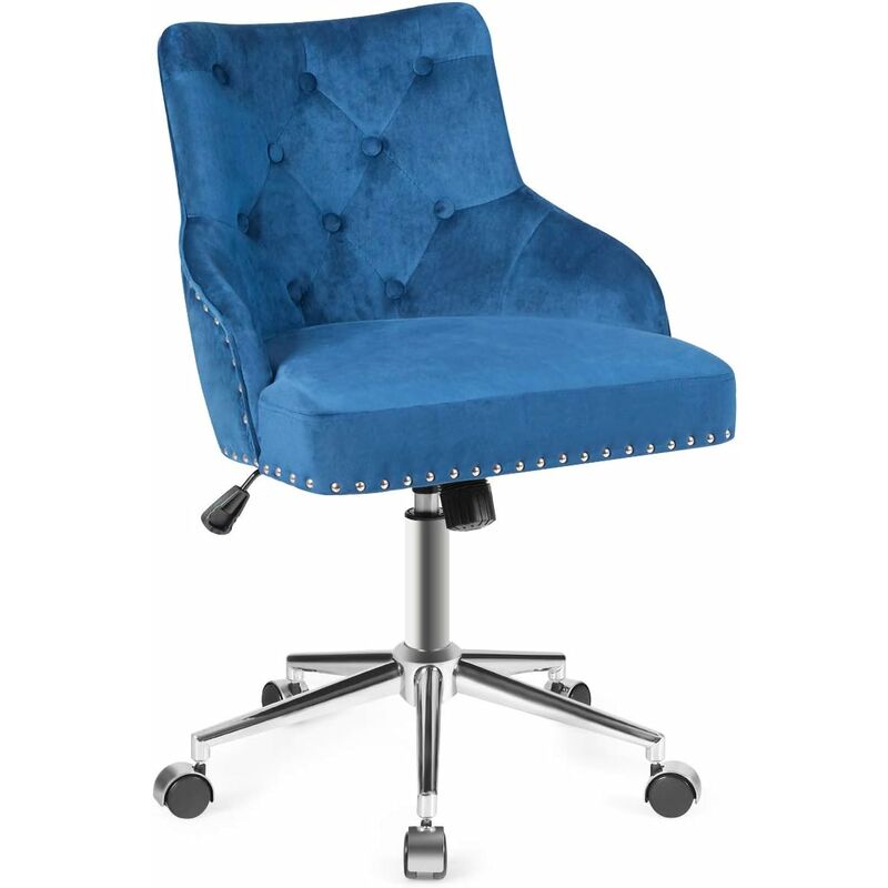 

Silla de Oficina Altura Ajustable Silla Tapizada con Ruedas Giratorio Silla para Trabajo Ordenador (Azul) - Costway