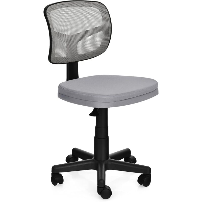 

Silla de Oficina con Respaldo Bajo Asiento Tapizado Taburete Giratoria Altura Ajustable (Gris) - Costway