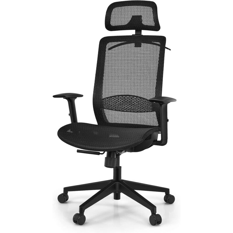 

Costway - Silla Ergonómica Giratoria de Oficina, Silla con Respaldo Alto y Soporte Lumbar Respaldo Reclinable (Negro)