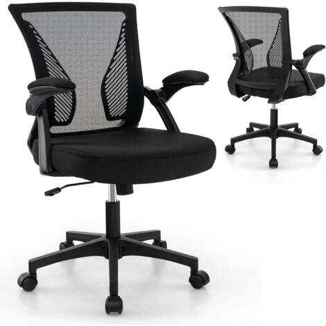 COSTWAY Silla Ergonomica Escritorio, Altura Ajustable 90-100 cm, Función de Inclinación, Respaldo y Asiento de Malla Transpirable, Silla Oficina Despacho con Ruedas, Negro