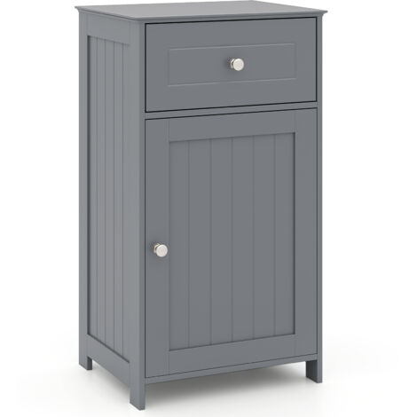 COSTWAY Single Door Bathroom Cabinet Stable & Safe Bathroom Organizer-Grey