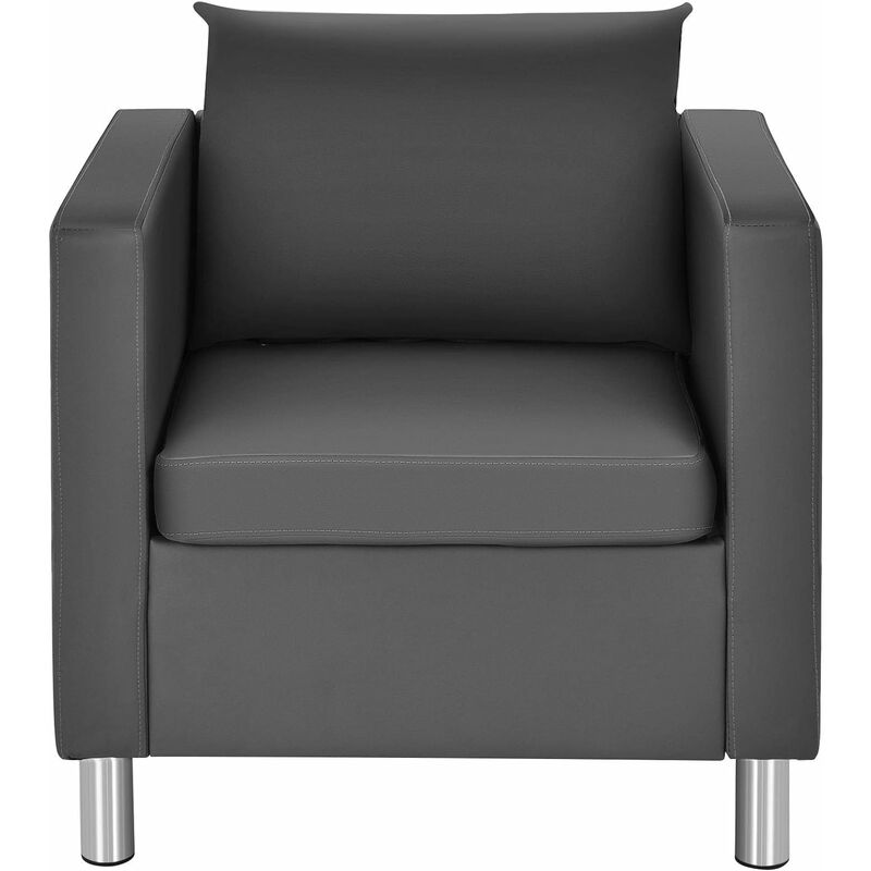 Costway - Sofa Single Chair,60D x 70W x 62H,PU Leather Leisure Accent Loveseat Couch with Pillow and Armrest, Upholstered Padded Guest Sofa