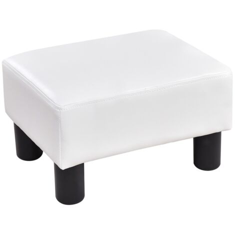 COSTWAY Sitzhocker 40 x 30 x 24cm, Fußhocker, Polsterhocker Kunstleder weiß