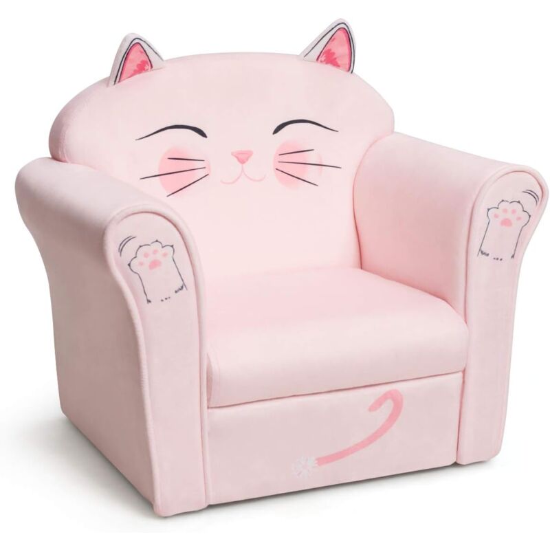 

Sofá para Niños con Dibujo de Gato, Sillón Infantil con Estructura de Madera Resistente y Respaldo Cómodo - Costway