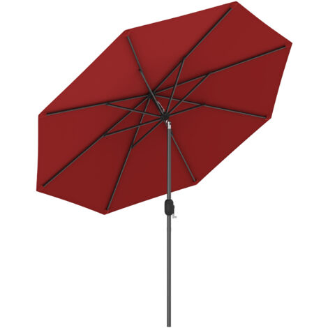 COSTWAY Sombrilla Parasol de 2,7m con Bielas y Costillas de Acero Sombrilla Inclinada para Terraza Jardín Playa Piscina Patio Protector Solar Rojo