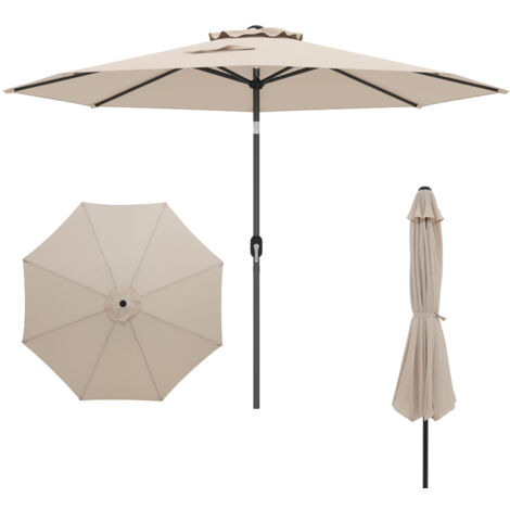 COSTWAY Sombrilla Playa Quitasol de Patio Manivela Parasol Paraguas de Jardín 3M Beige