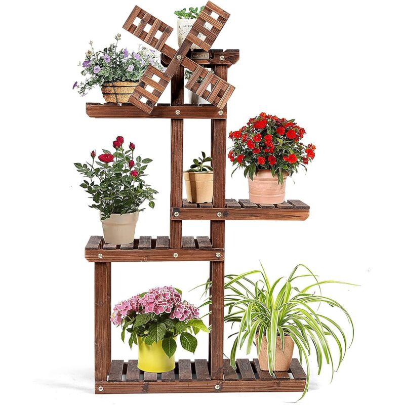 

Soporte de Plantas con 5 Niveles Rústico de Madera Estante para Plantas con Plataformas Múltiples - Costway