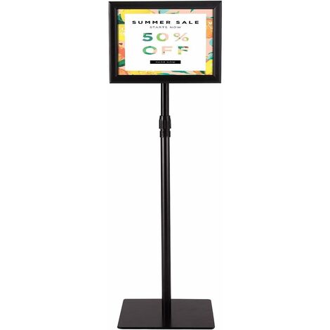 COSTWAY Soporte para Carteles A4 de Metal Póster de Menú Publicidad de Pie Altura Ajustable Giratorio (Negro)