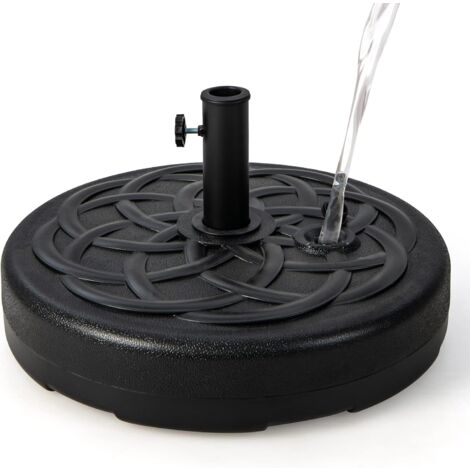 COSTWAY Soporte Sombrilla Terraza Exterior Apto 38mm 48 mm, Base para Sombrilla Rellenable de Arena 39 kg y Agua 23L, HDPE, Metal, Ø 56 x 30 cm, Pie Sombrilla Jardin Terraza
