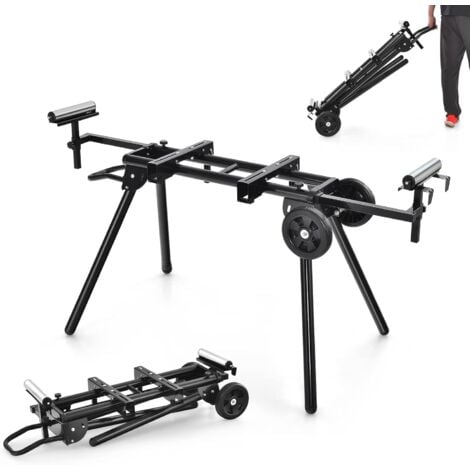 COSTWAY Soporte Universal para Sierras Ingletadoras, Soporte Plegable Portátil con Sistema de Pinza Conveniente, Diseño Extensible, Capacidad de 226 kg, para Sierras Ingletadoras de 25,4 a 30,5 cm