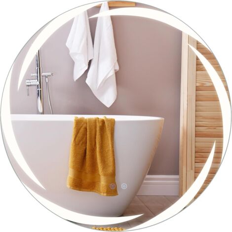 COSTWAY Specchio Bagno LED Rotondo 80cm, Vetro Temperato, Luci 3 Colori, Anti-Appannamento