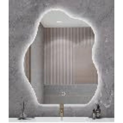 COSTWAY Specchio da Bagno LED Irregolare 70 x 50 Cm,3 Colori di Luce, Anti-Appannamento